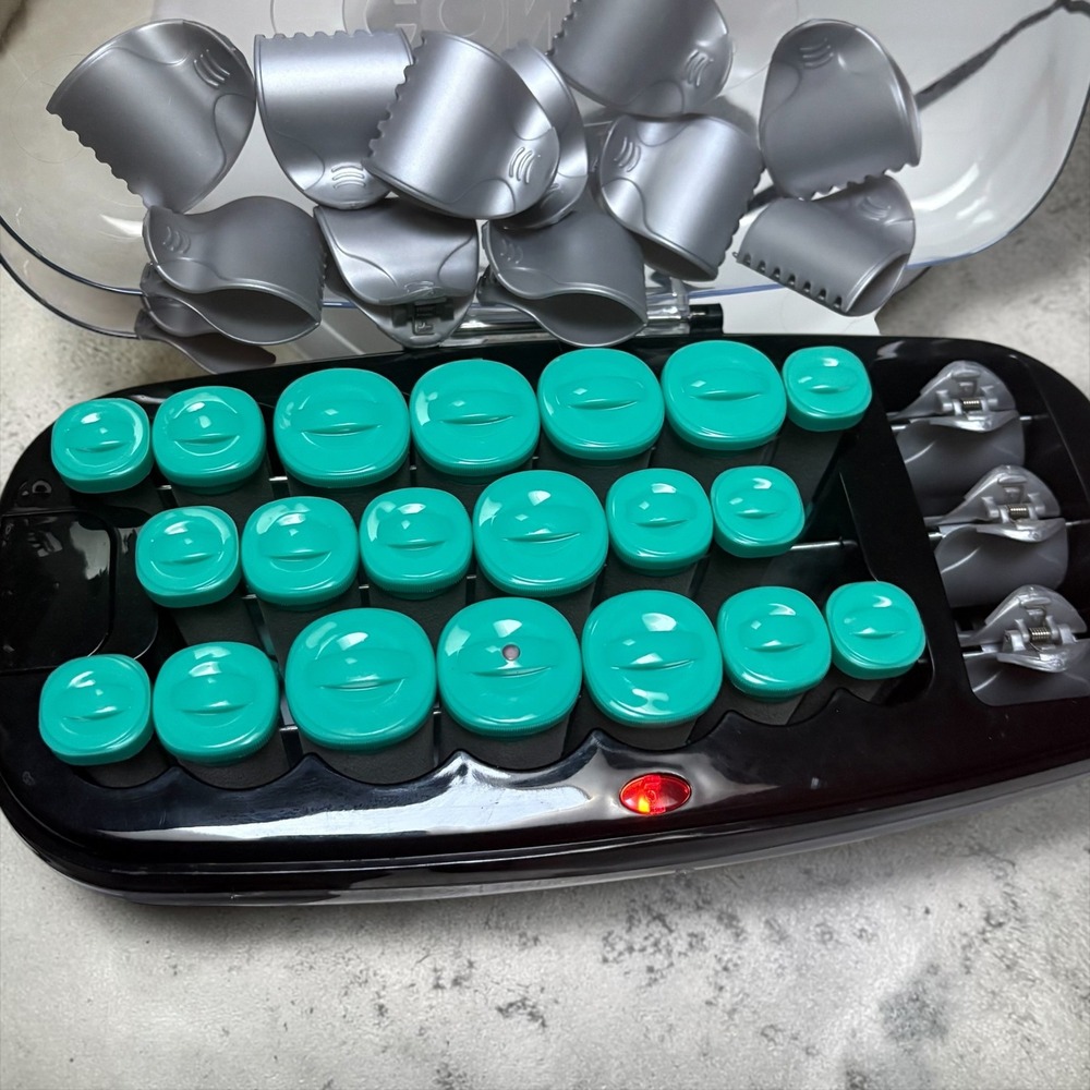 Conair Instant Heat 20 Roller Hair Setter Teal Flocked Hot Rollers CHV20R